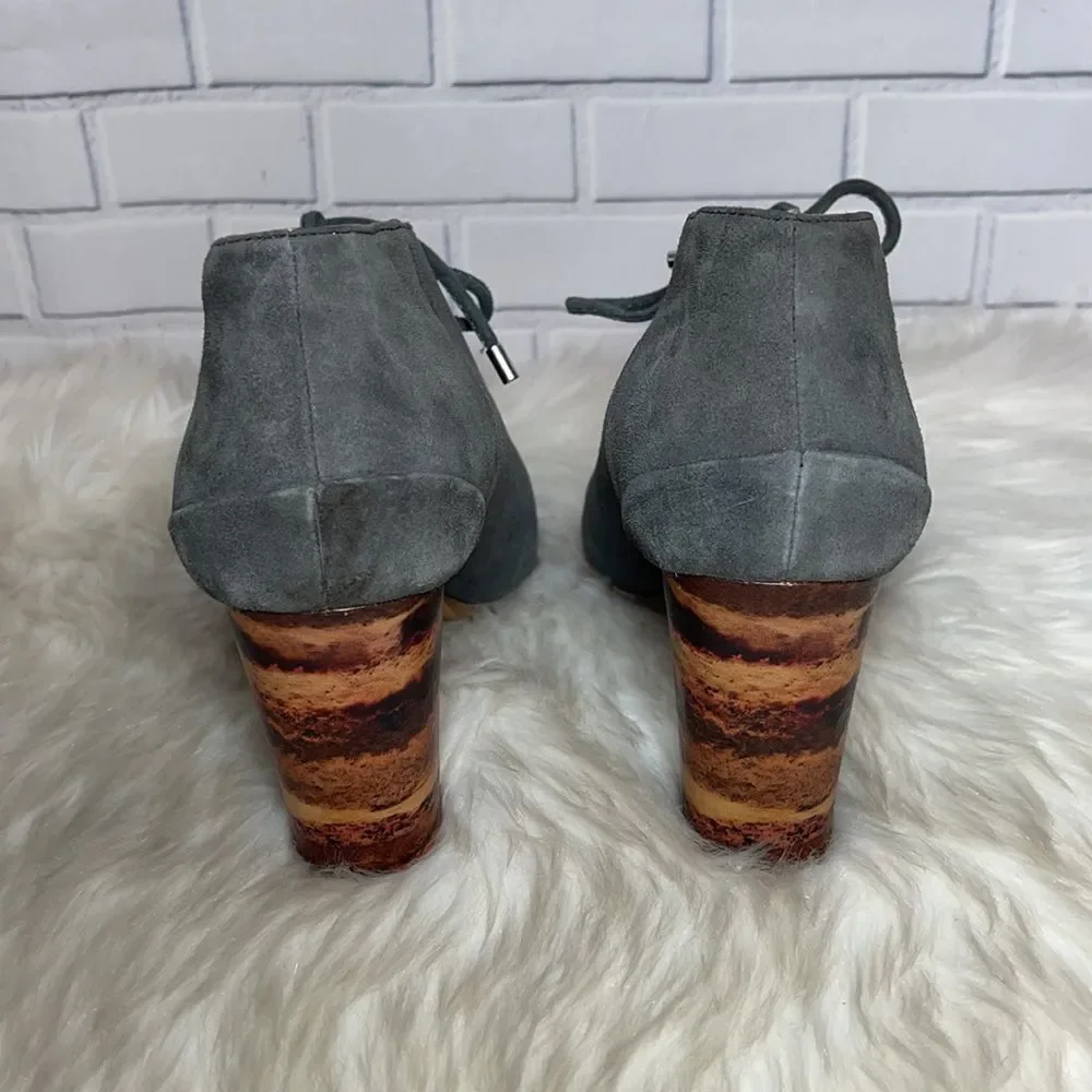 Anthro Farylrobin Suede Lace-Up PeepToe Heels Sz‎ 8